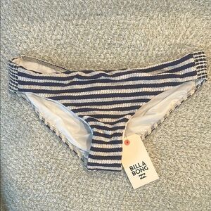 Billabong Navy and White Striped Bikini Bottoms